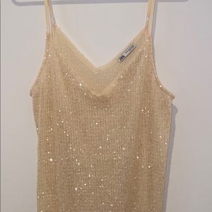 SOLD ON DEPOP Neutral Sequin Dress